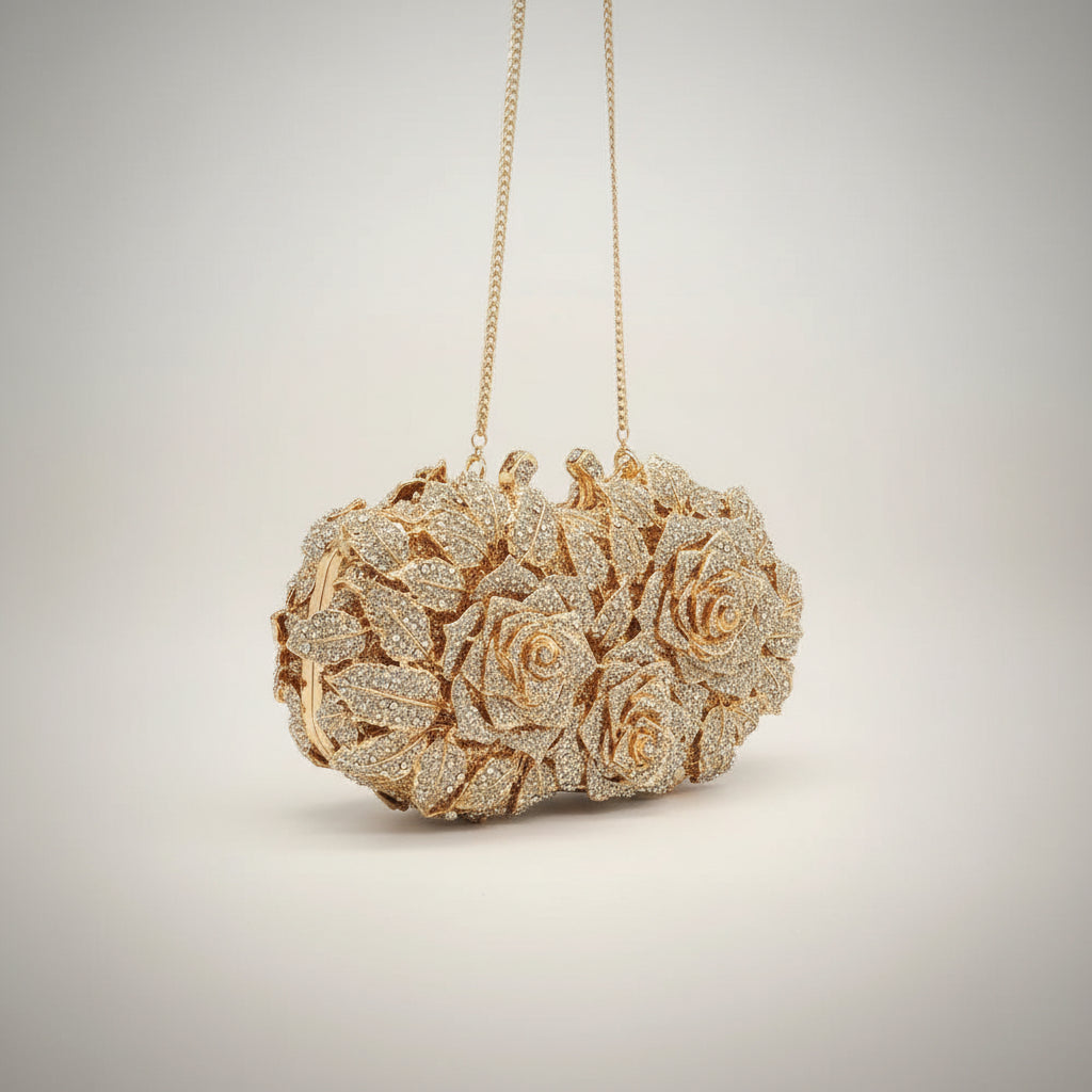 Crystal Rose Evening Clutch