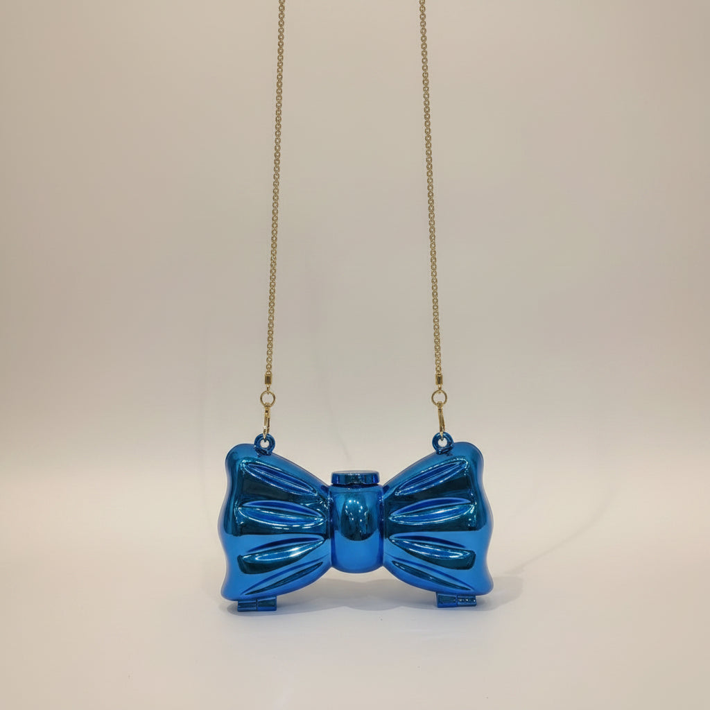 Metallic Bow Clutch Bag