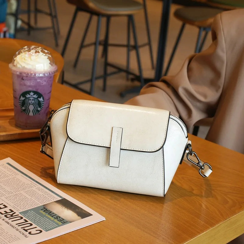 Oil-Wax Shell Shoulder Bag