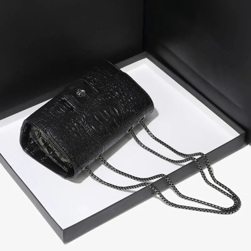 Croc-Effect Chain Bag