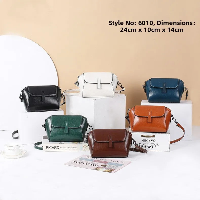 Oil-Wax Shell Shoulder Bag