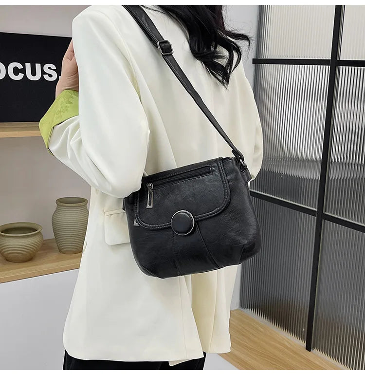 Washed Leather Mini Crossbody