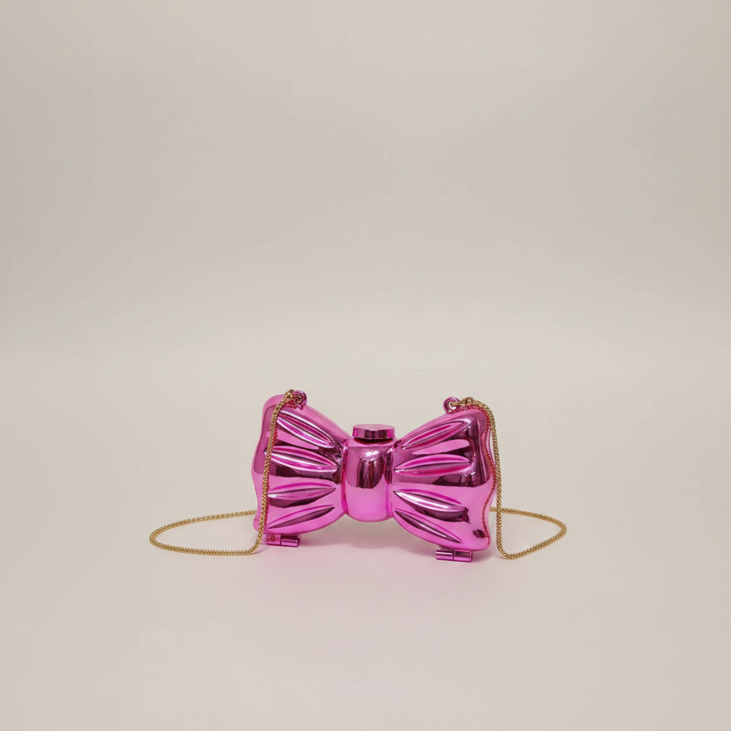 Metallic Bow Clutch Bag