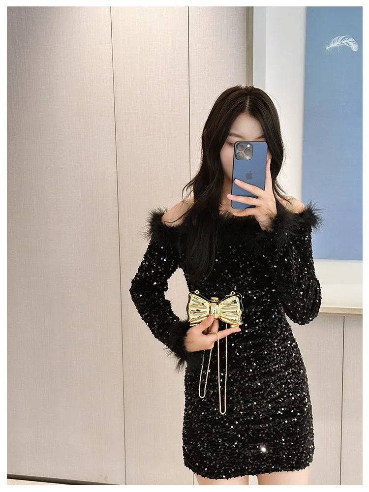 Metallic Bow Clutch Bag
