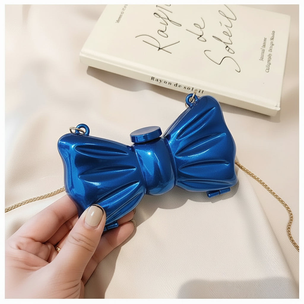 Metallic Bow Clutch Bag