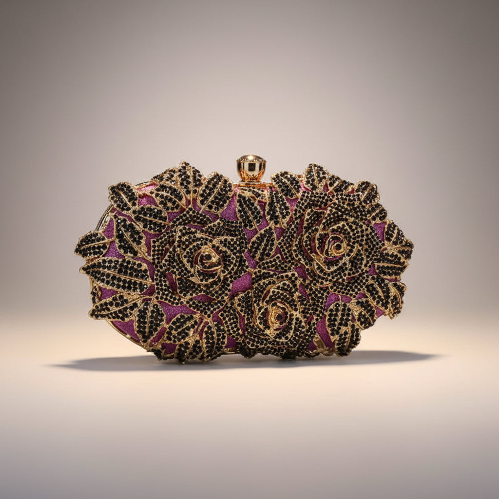 Crystal Rose Evening Clutch