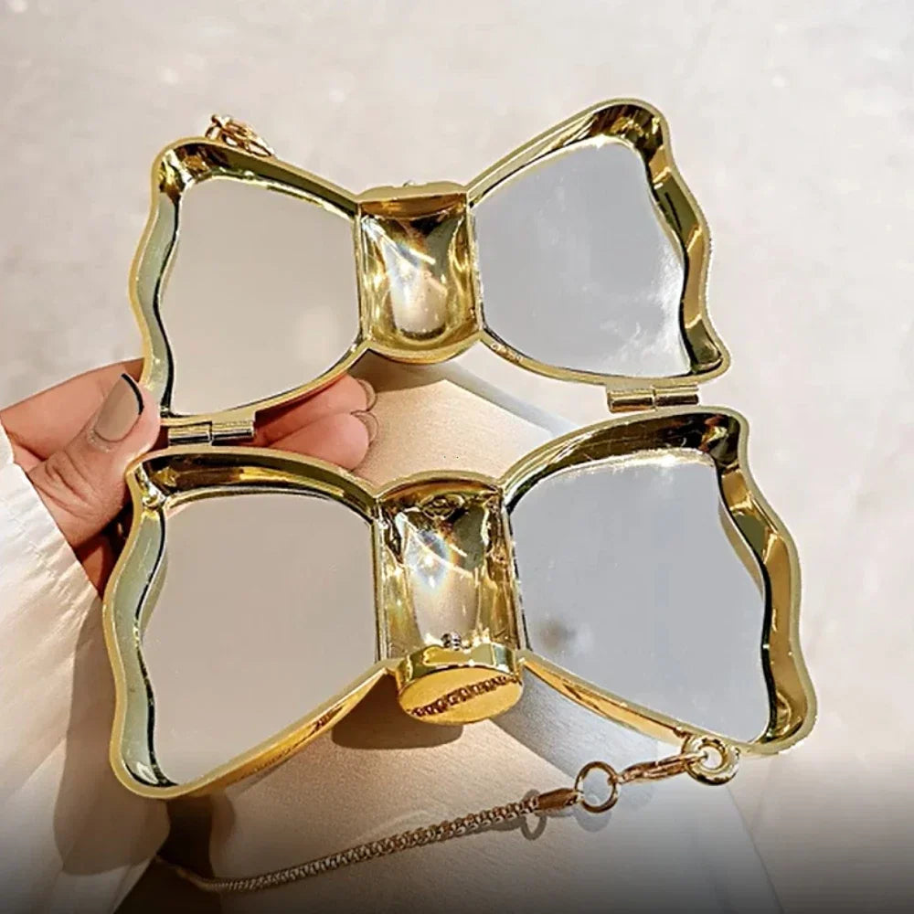 Metallic Bow Clutch Bag