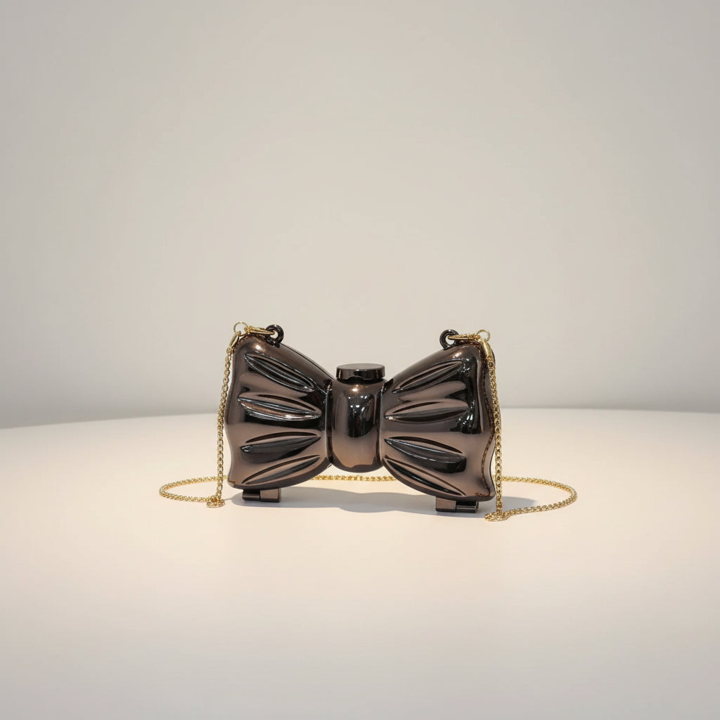 Metallic Bow Clutch Bag