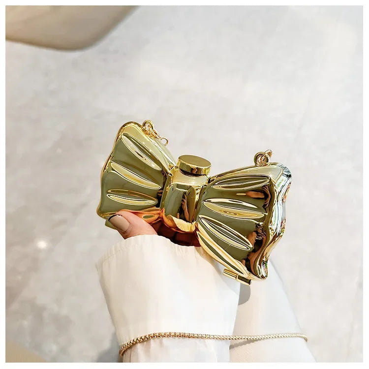 Metallic Bow Clutch Bag
