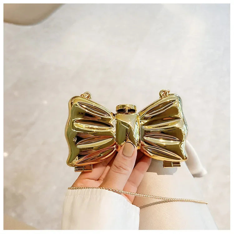 Metallic Bow Clutch Bag