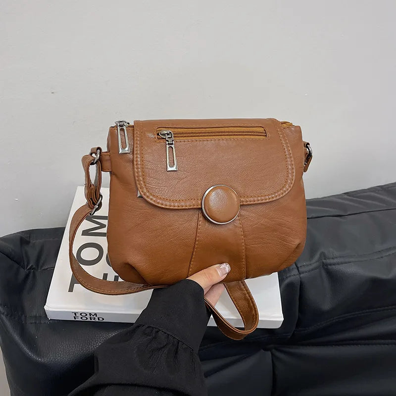 Washed Leather Mini Crossbody