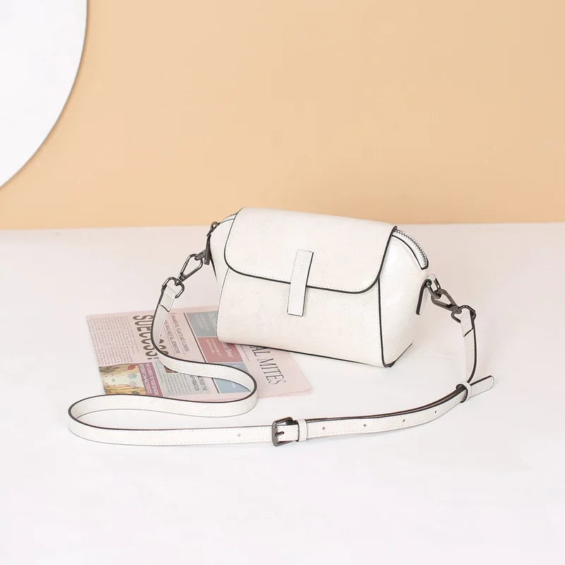 Oil-Wax Shell Shoulder Bag