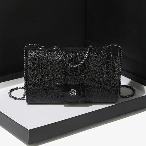 Croc-Effect Chain Bag