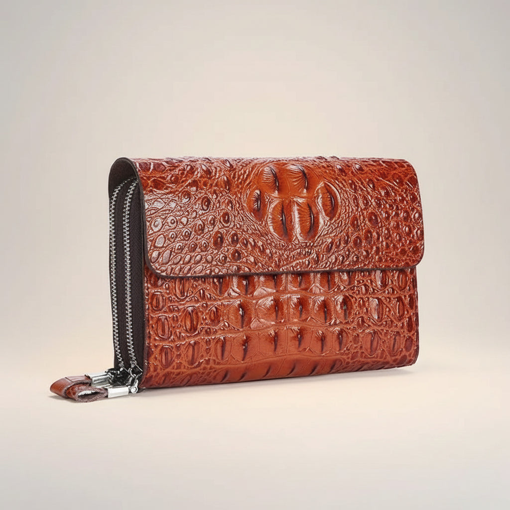 Croc-Effect Chain Bag
