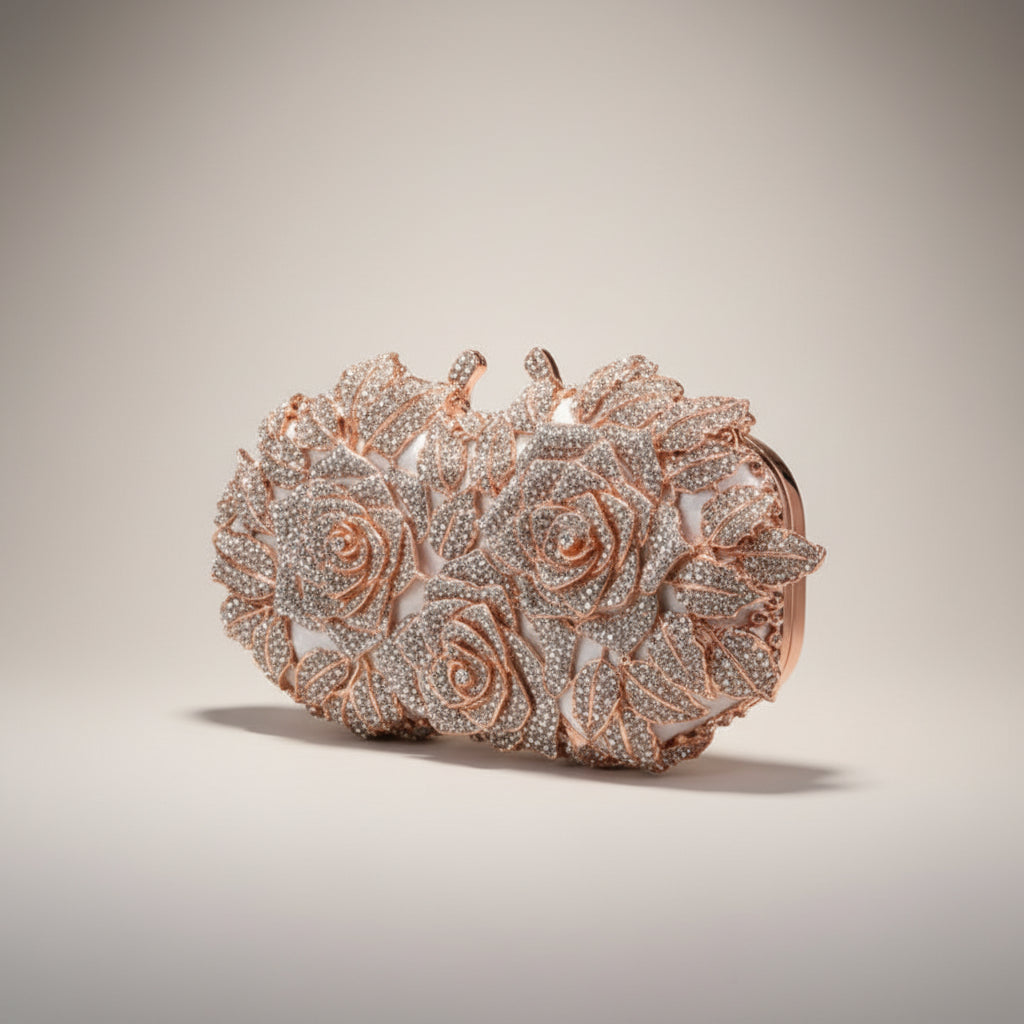 Crystal Rose Evening Clutch
