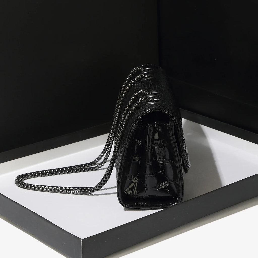 Croc-Effect Chain Bag
