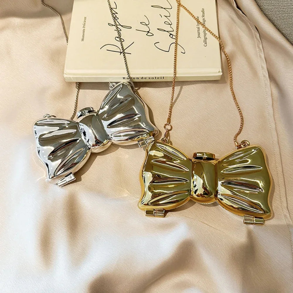 Metallic Bow Clutch Bag