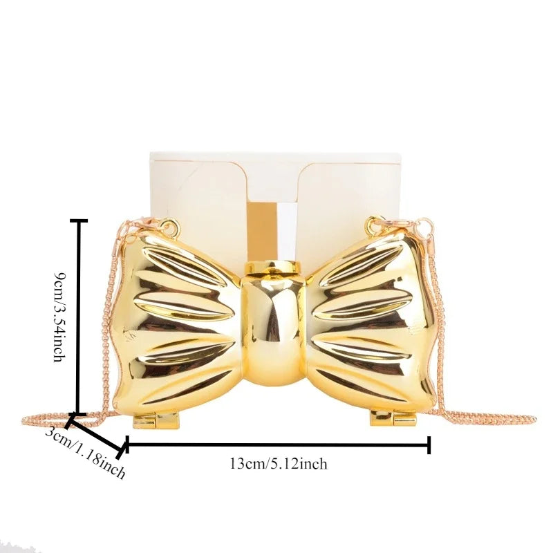 Metallic Bow Clutch Bag