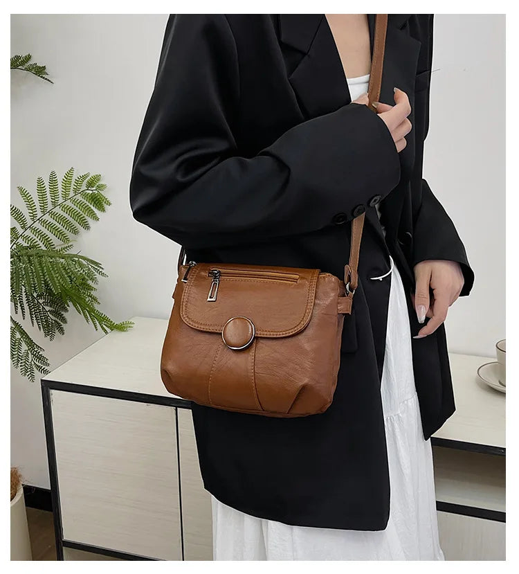 Washed Leather Mini Crossbody